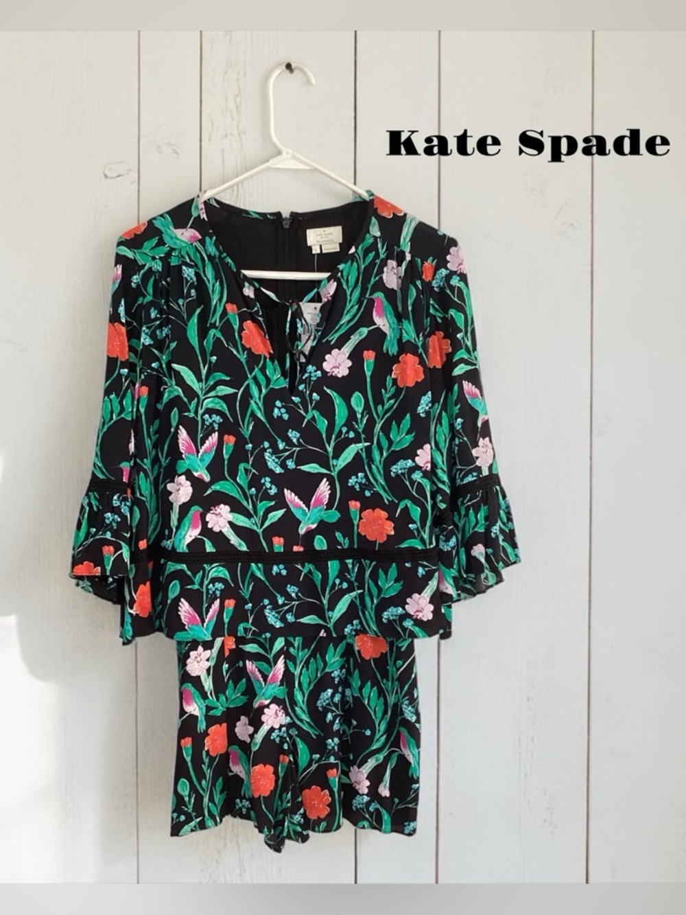 kate spade NWT jardin crepe romper  scenic route bright floral print size 6